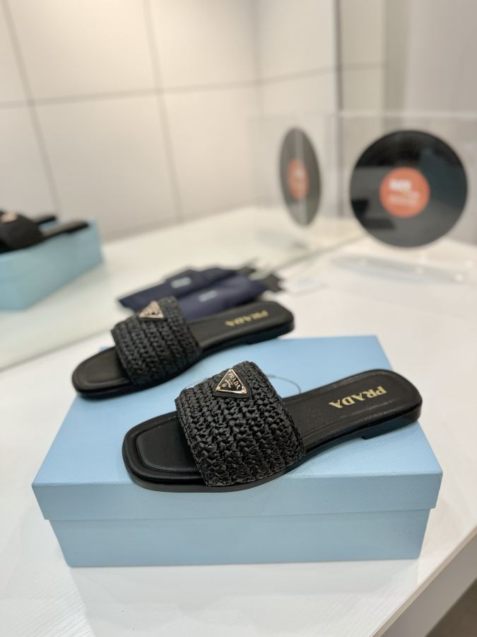 Prada women's shoes Factory price "Prada woven slippers" — 1:1 Replica — photo 2