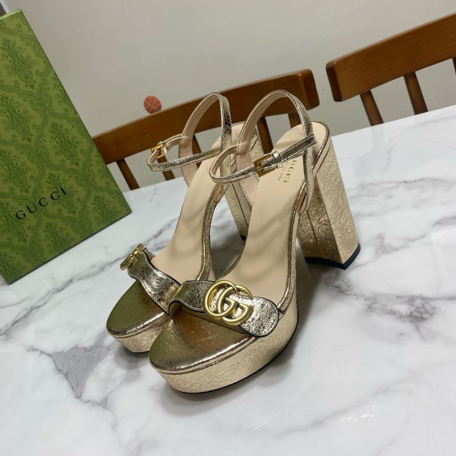 Gucci women's shoes Gucci classic one-strap and thick-heeled sandals, originally developed 1:1, last shape super correct, foot super beautiful, summer must-have