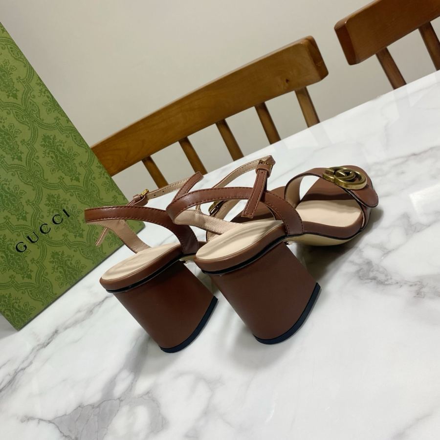 Gucci women's shoes classic one-strap and thick-heeled sandals, originally developed 1:1, last shape super correct, foot super beautiful, summer must-have — photo 5