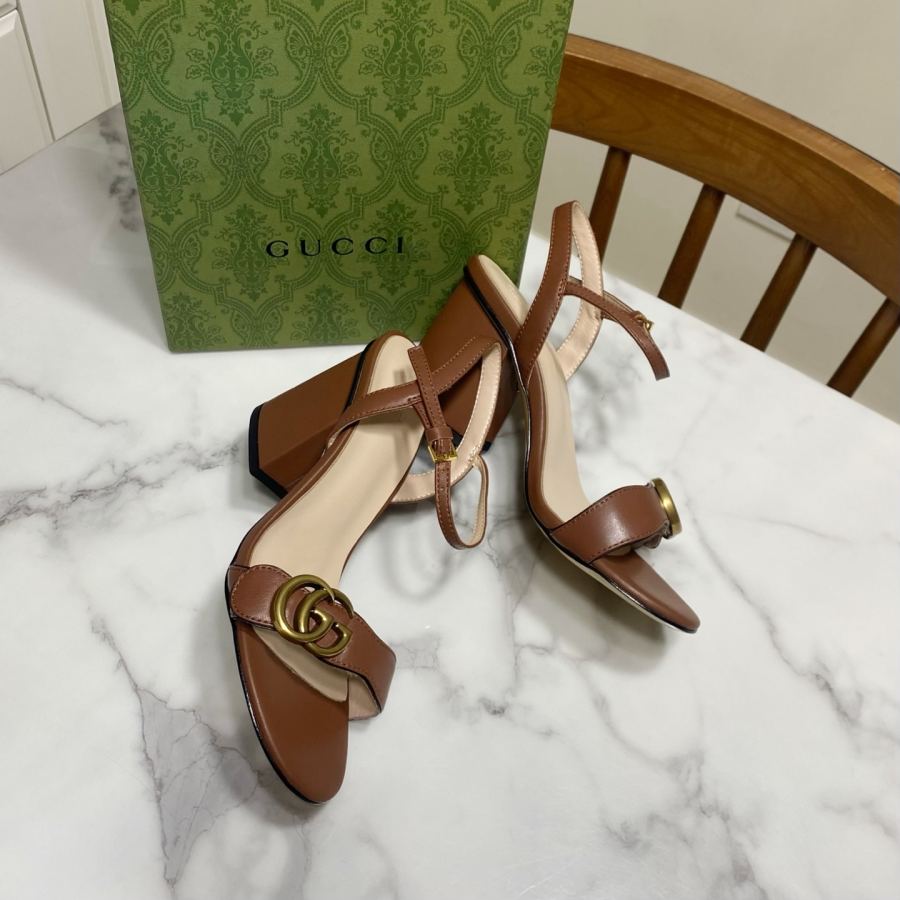 Gucci women's shoes classic one-strap and thick-heeled sandals, originally developed 1:1, last shape super correct, foot super beautiful, summer must-have — photo 4