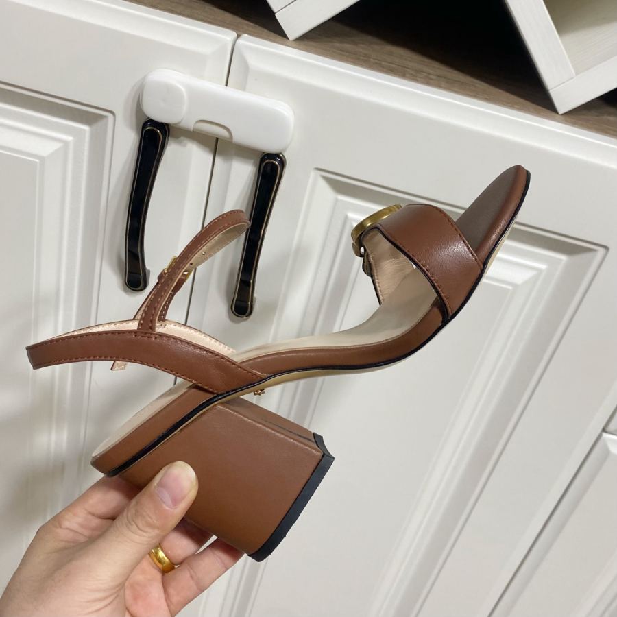 Gucci women's shoes classic one-strap and thick-heeled sandals, originally developed 1:1, last shape super correct, foot super beautiful, summer must-have — photo 9