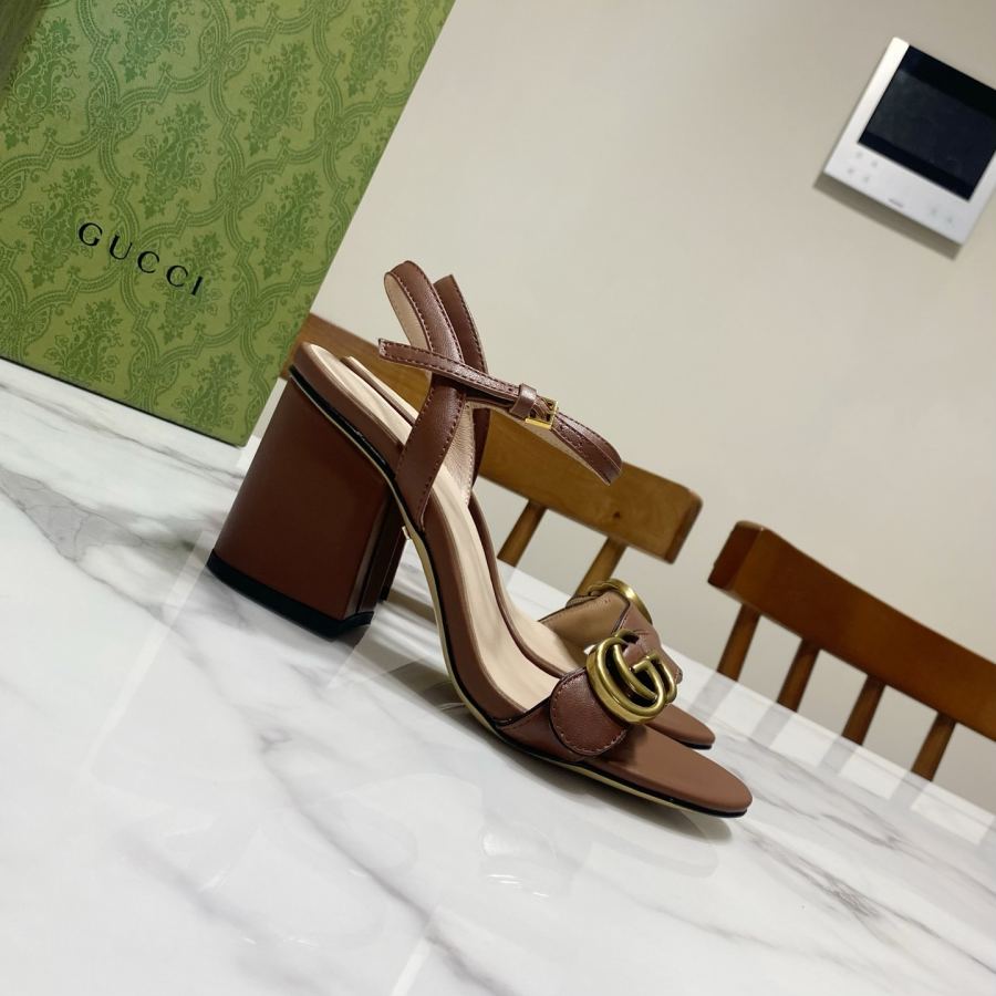 Gucci women's shoes classic one-strap and thick-heeled sandals, originally developed 1:1, last shape super correct, foot super beautiful, summer must-have — photo 3
