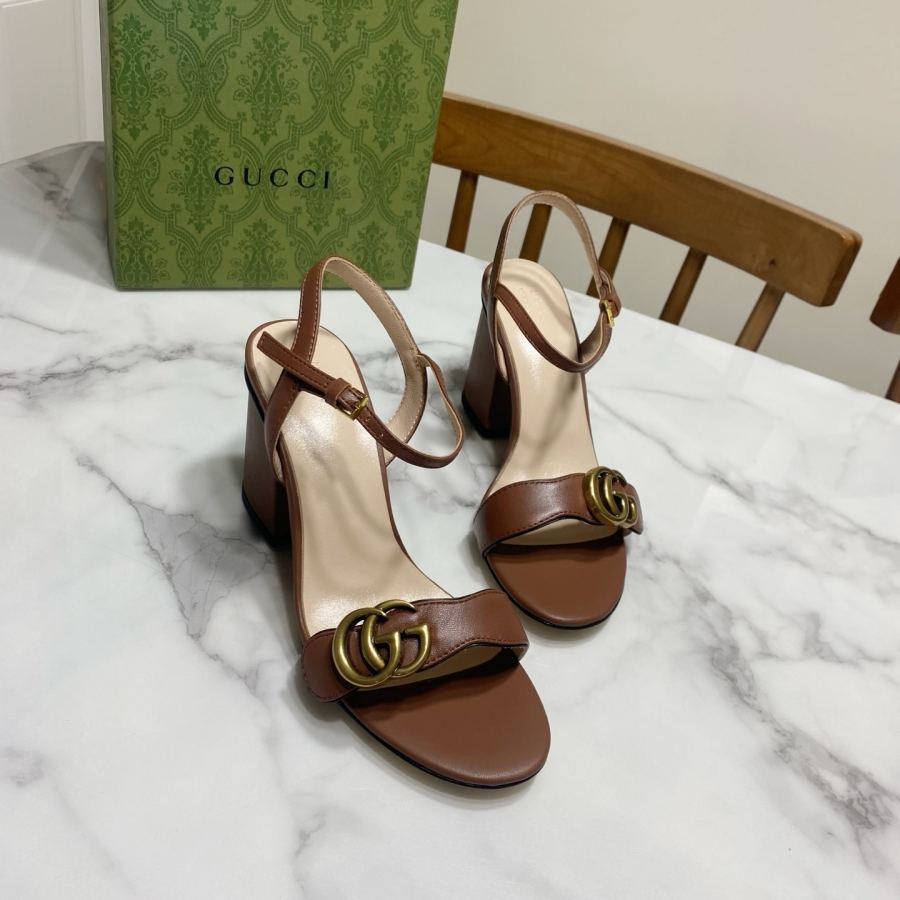 Gucci women's shoes classic one-strap and thick-heeled sandals, originally developed 1:1, last shape super correct, foot super beautiful, summer must-have — photo 2