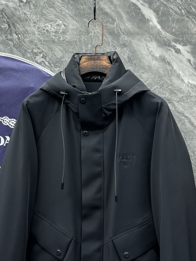 Prada men Feather-65 Prada Autumn and Winter Fashion Hooded Jacket Down — 1:1 Replica For Sale — photo 4