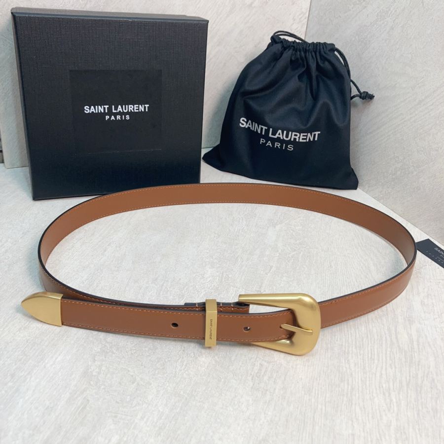 YSL belt YSL calfskin leather double buckle narrow belt — AAA Quality Replica — photo 6