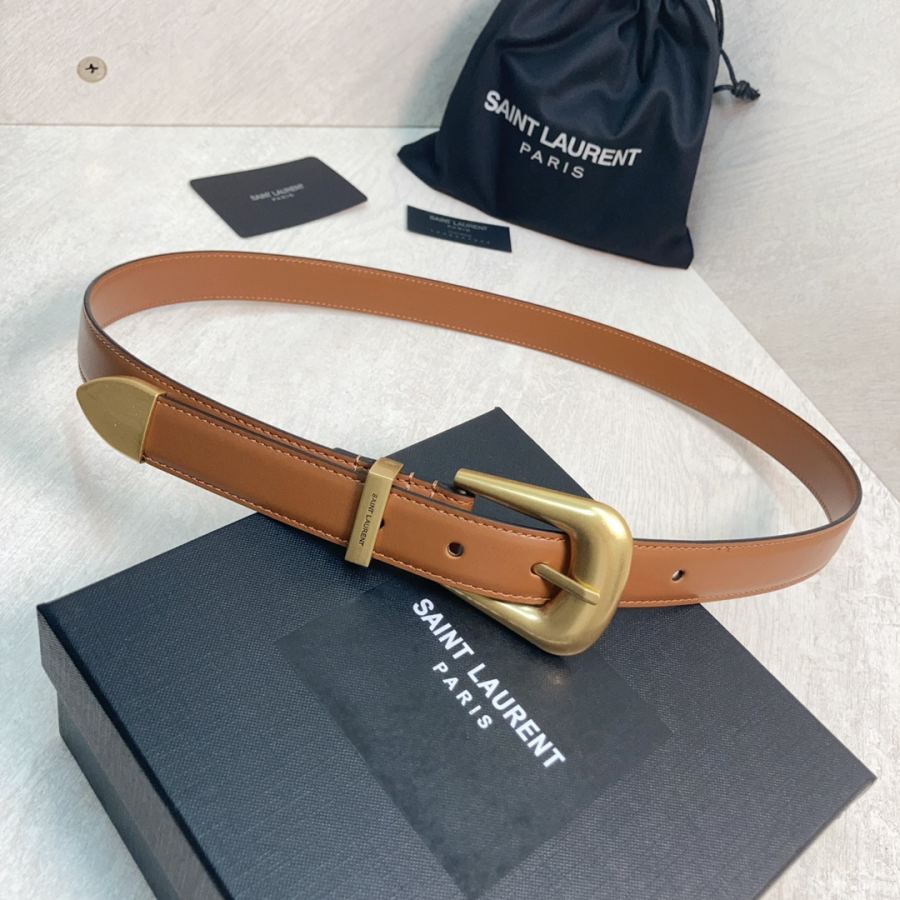 YSL belt YSL calfskin leather double buckle narrow belt — AAA Quality Replica — photo 3