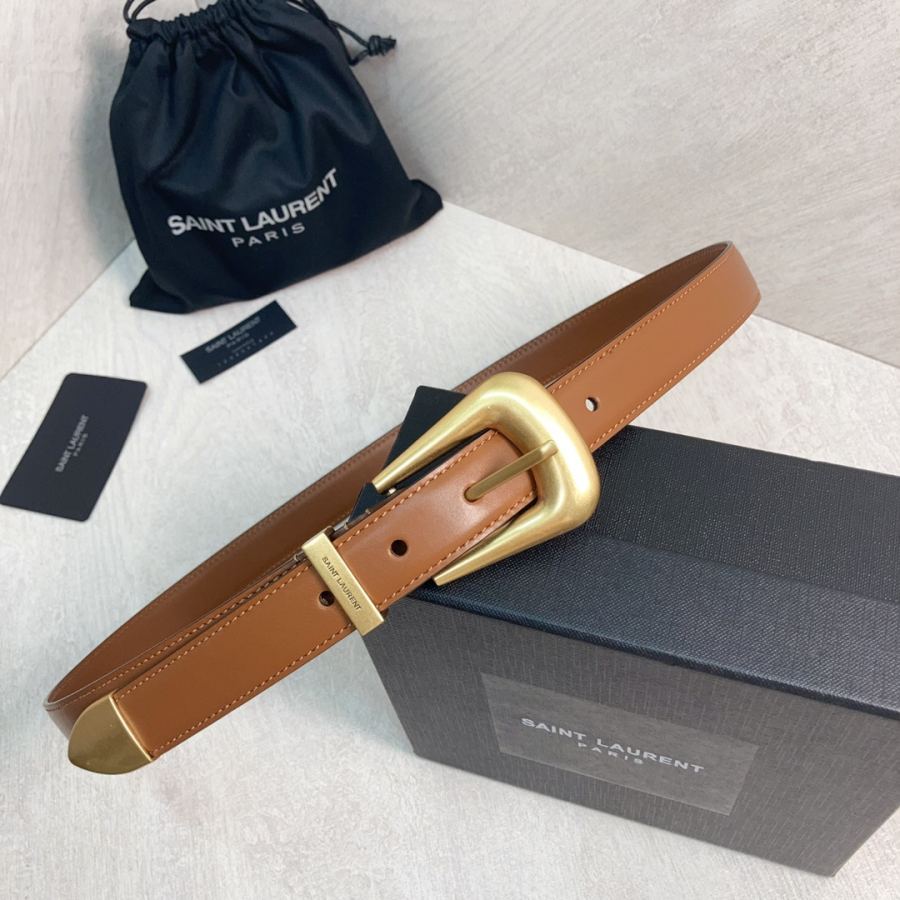 YSL belt YSL calfskin leather double buckle narrow belt — AAA Quality Replica — photo 4
