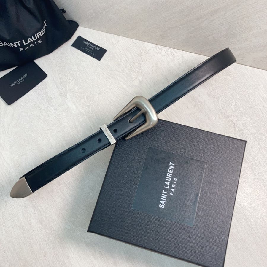 YSL belt YSL calfskin leather double buckle narrow belt — AAA Quality Replica — photo 9