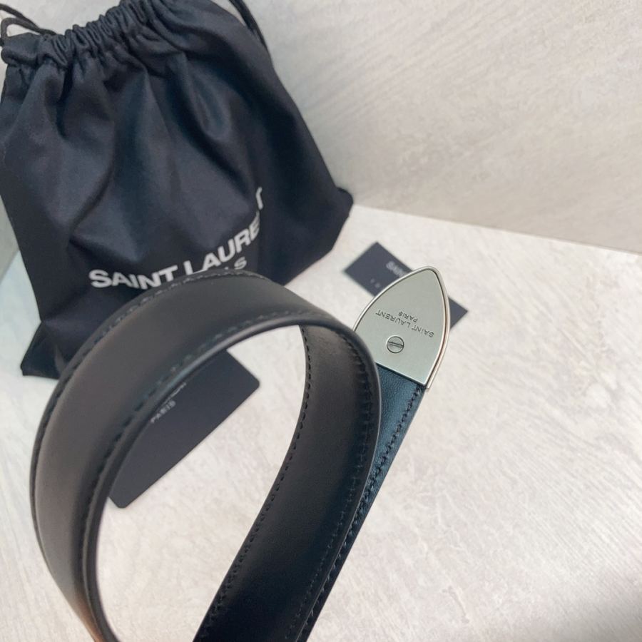 YSL belt YSL calfskin leather double buckle narrow belt — AAA Quality Replica — photo 6