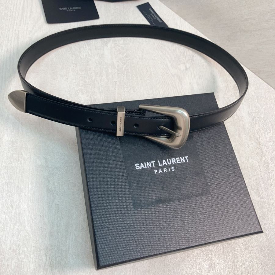 YSL belt YSL calfskin leather double buckle narrow belt — AAA Quality Replica — photo 8