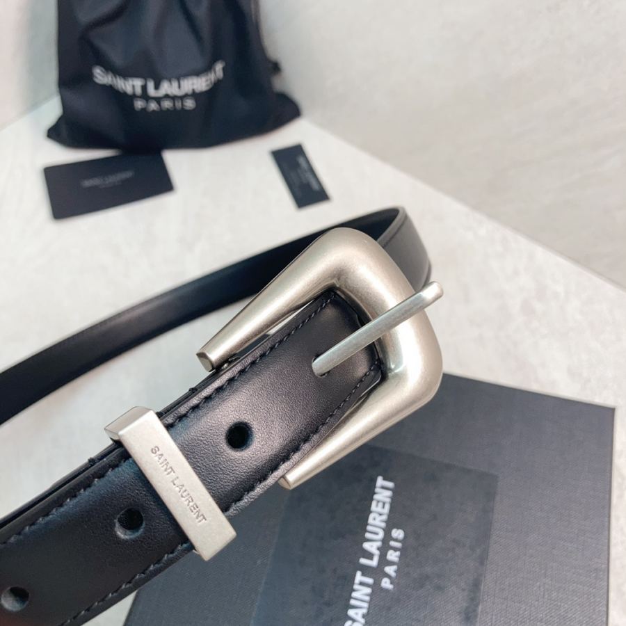 YSL belt YSL calfskin leather double buckle narrow belt — AAA Quality Replica — photo 4