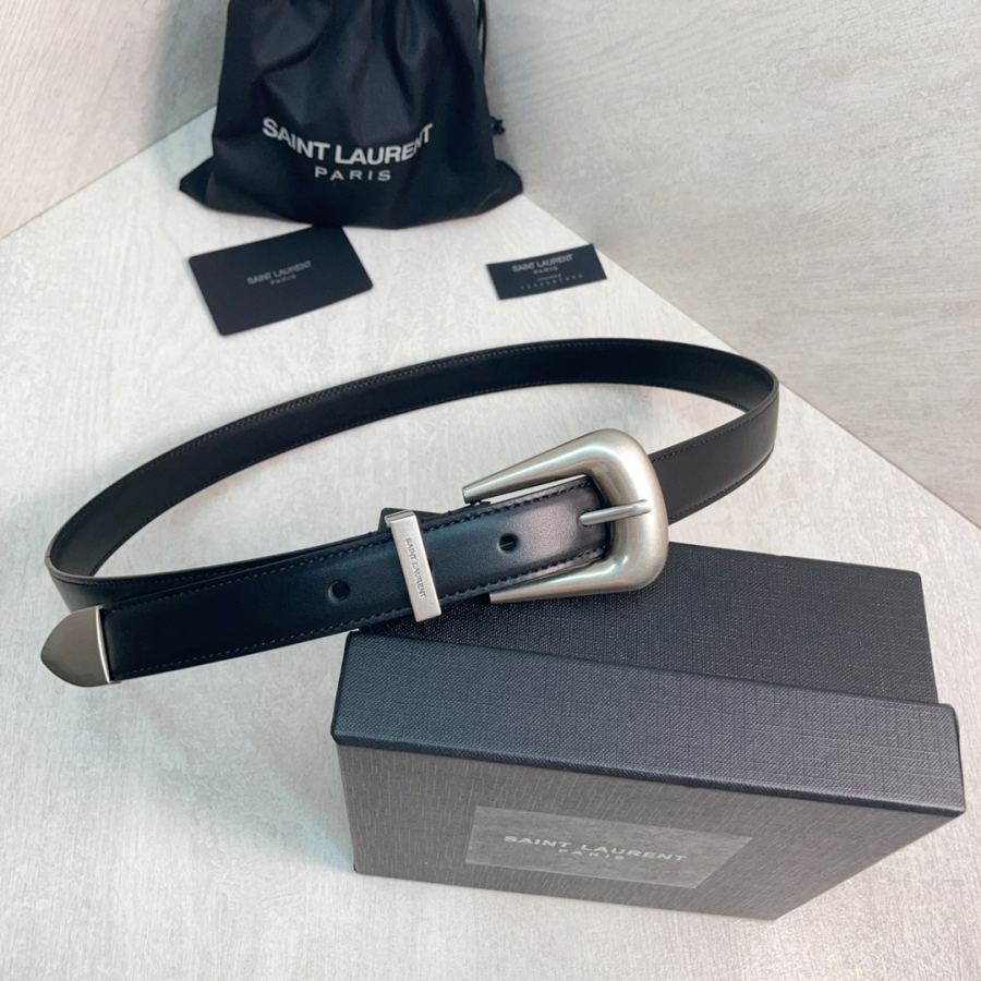 YSL belt YSL calfskin leather double buckle narrow belt — AAA Quality Replica — photo 7