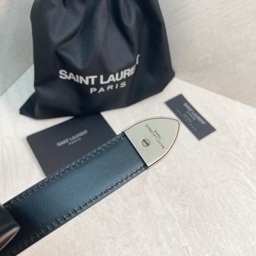 YSL belt YSL calfskin leather double buckle narrow belt — AAA Quality Replica — photo 5