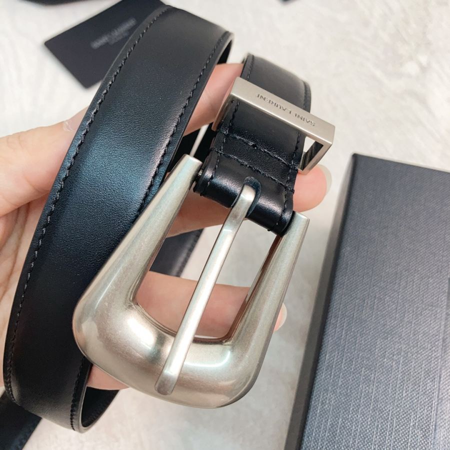 YSL belt YSL calfskin leather double buckle narrow belt — AAA Quality Replica — photo 2
