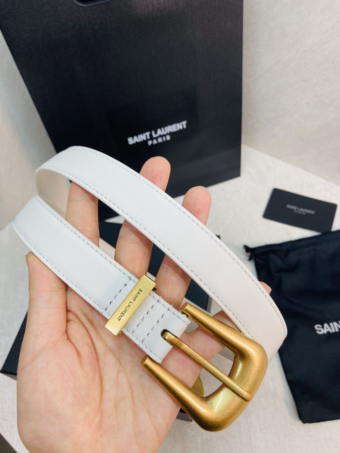 YSL belt YSL calfskin leather double buckle narrow belt — 1:1 Replica — photo 3