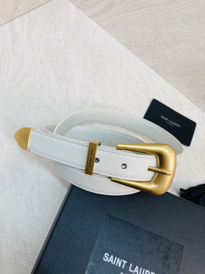 YSL belt YSL calfskin leather double buckle narrow belt — 1:1 Replica — photo 4