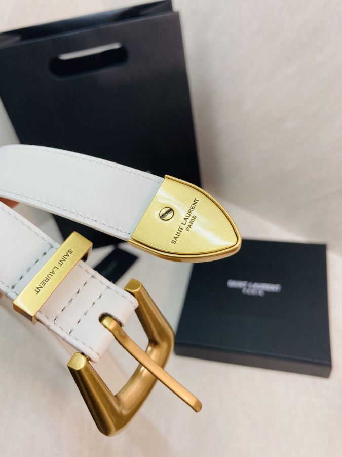 YSL belt YSL calfskin leather double buckle narrow belt — 1:1 Replica — photo 6