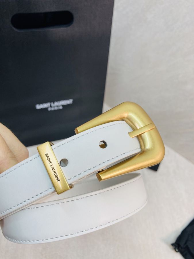 YSL belt YSL calfskin leather double buckle narrow belt — 1:1 Replica — photo 5