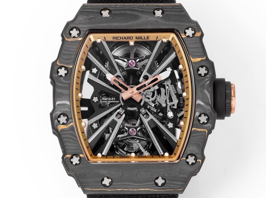 Richard Mille Watches RICHARDMILLE RM12-01 Gold Carbon TPT — 1:1 Replica For Sale — photo 6