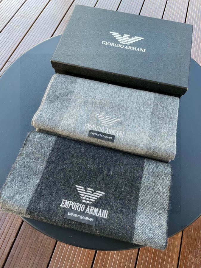 Armani scarf The latest striped and color-blocked men's lamb wool scarf from Armani's overseas counters, — 1:1 Replica — photo 9