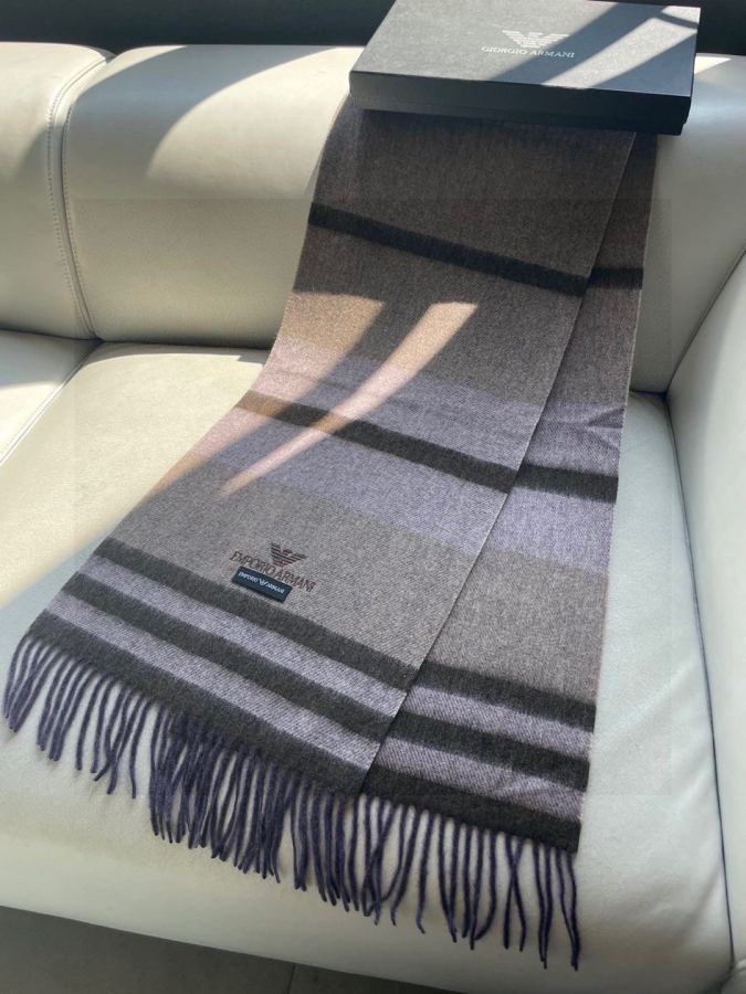 Armani scarf The latest striped and color-blocked men's lamb wool scarf from Armani's overseas counters, — 1:1 Replica — photo 5