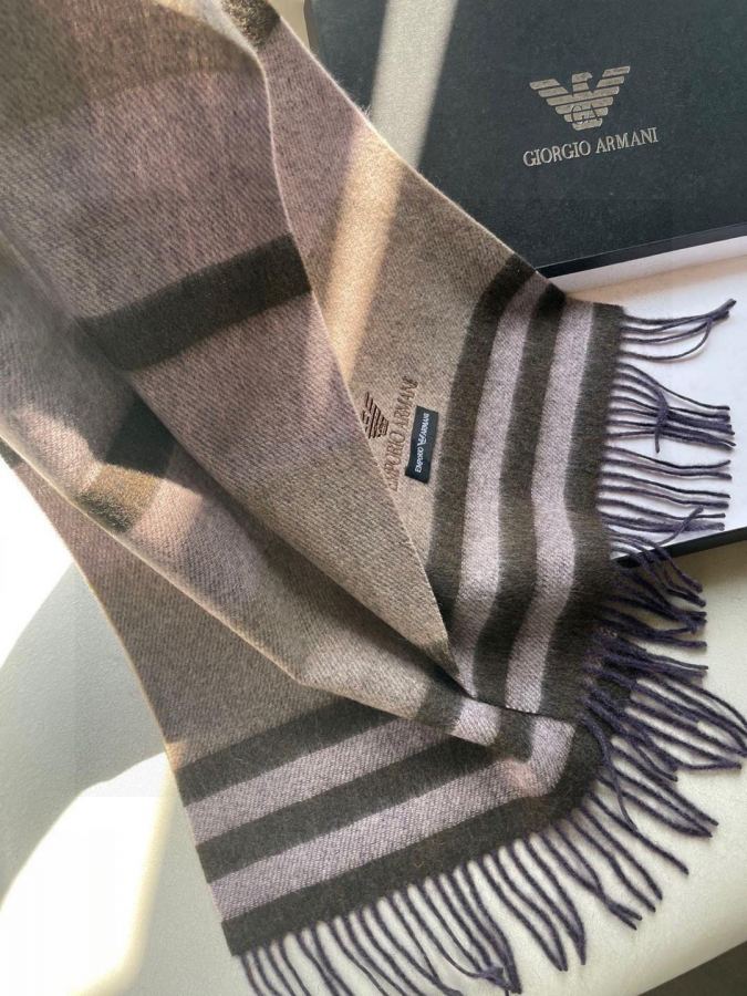Armani scarf The latest striped and color-blocked men's lamb wool scarf from Armani's overseas counters, — 1:1 Replica — photo 7