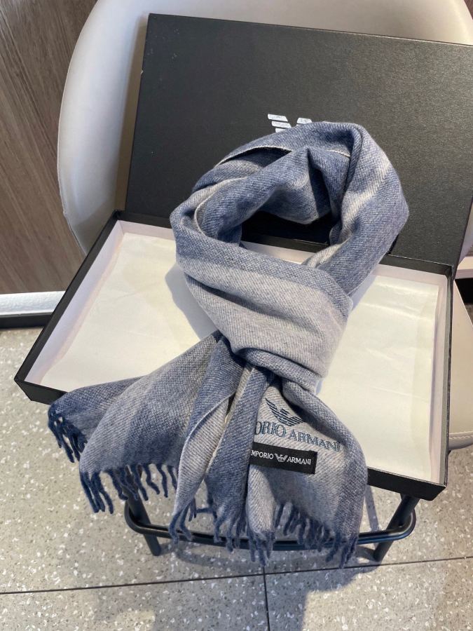 Armani scarf The latest striped and color-blocked men's lamb wool scarf from Armani's overseas counters — AAA Quality Replica — photo 9