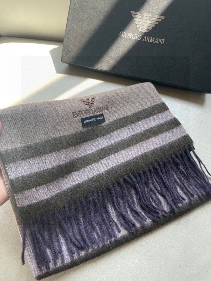 Armani scarf The latest striped and color-blocked men's lamb wool scarf from Armani's overseas counters — 1:1 Replica For Sale — photo 3