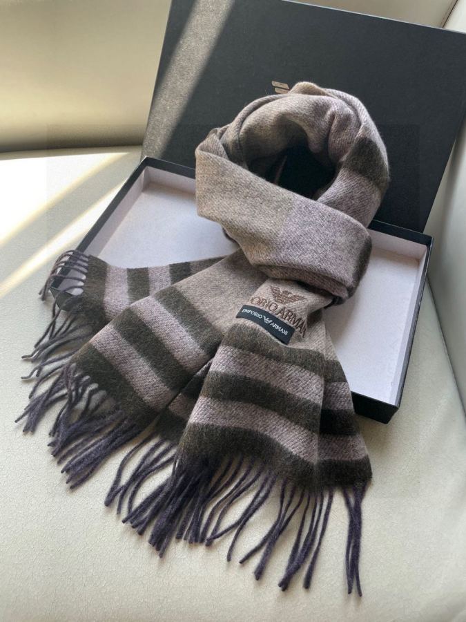 Armani scarf The latest striped and color-blocked men's lamb wool scarf from Armani's overseas counters — 1:1 Replica For Sale — photo 9