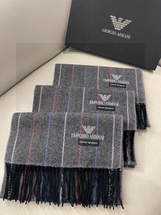 Armani scarf The latest striped and color-blocked men's lamb wool scarf from Armani's overseas counters — Premium Replica — photo 9