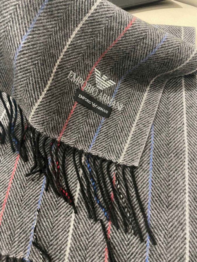Armani scarf The latest striped and color-blocked men's lamb wool scarf from Armani's overseas counters — Premium Replica — photo 5