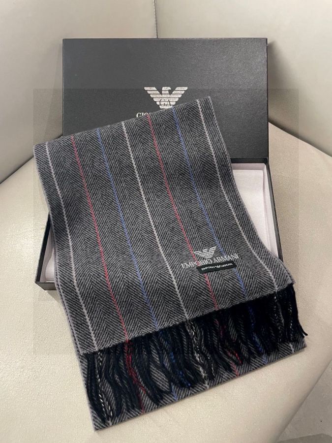 Armani scarf The latest striped and color-blocked men's lamb wool scarf from Armani's overseas counters — Premium Replica — photo 3