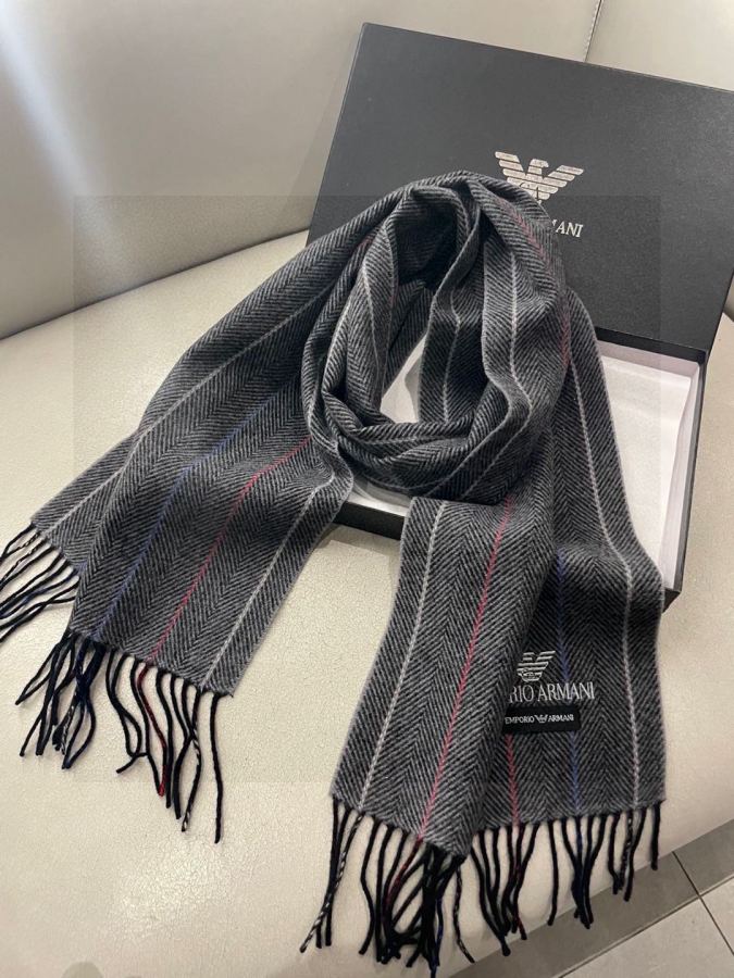 Armani scarf The latest striped and color-blocked men's lamb wool scarf from Armani's overseas counters — Premium Replica — photo 8