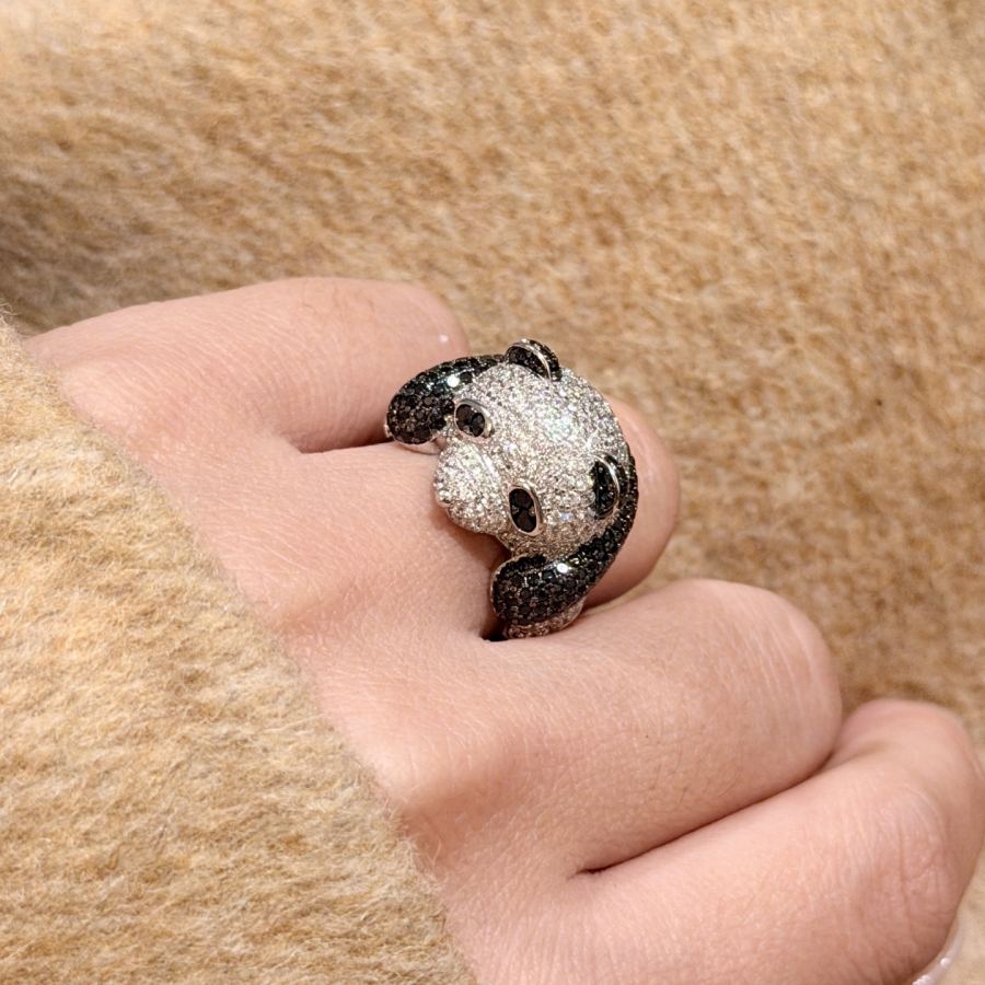 Qeelin Jewelry A7089 Qilin High-end Jewelry Charity Panda Bear Black and White Ring 925 Sterling — 1:1 Replica For Sale — photo 5