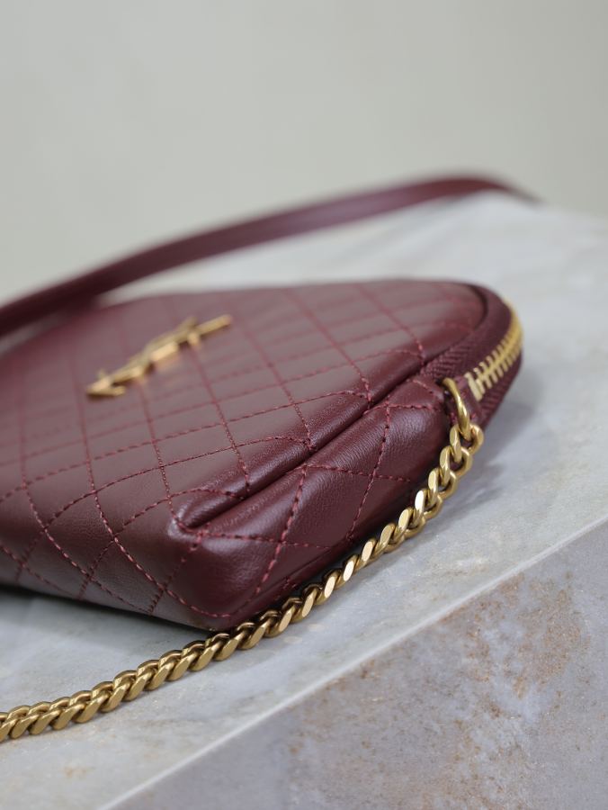 YSL-väska Maroon guldspänne fårskinn — photo 9