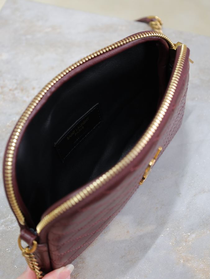 YSL-väska Maroon guldspänne fårskinn — photo 7