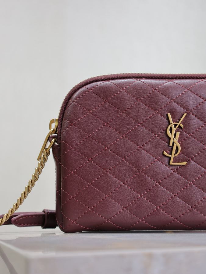 YSL-väska Maroon guldspänne fårskinn — photo 3