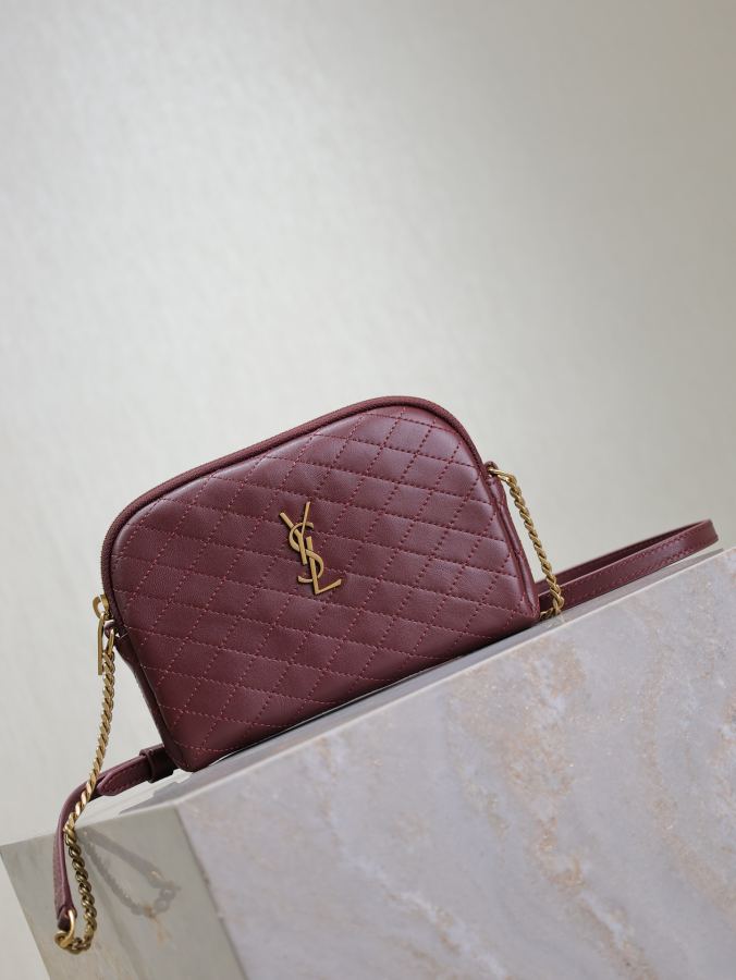YSL-väska Maroon guldspänne fårskinn — photo 2