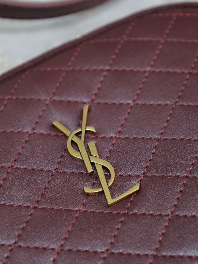 YSL-väska Maroon guldspänne fårskinn — photo 4