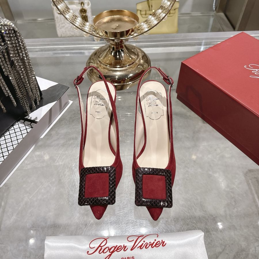Factory New RV women's shoes mini buckle back high-heeled sandals — AAA Quality Replica