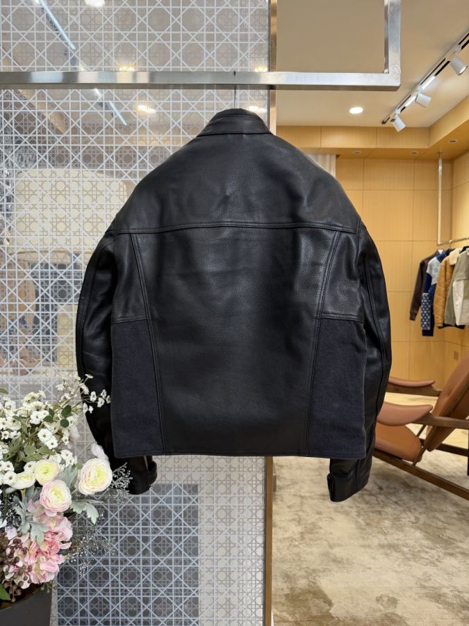 Gucci men GUCCI red and green webbing genuine leather motorcycle jacket — AAA Quality Replica — photo 2