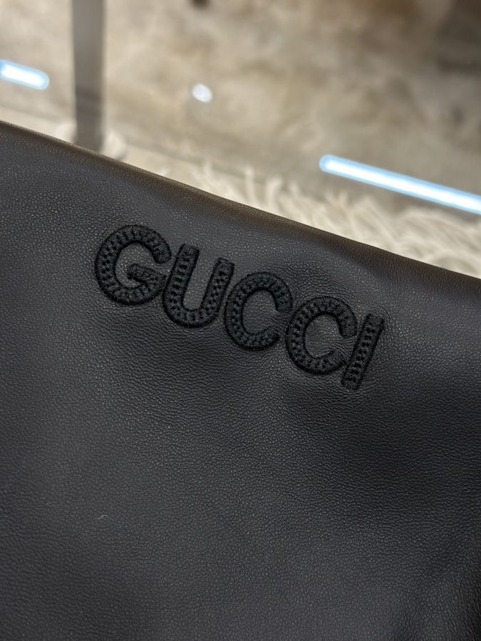 Gucci men GUCCI embroidered logo baseball collar luxury leather jacket — 1:1 Replica For Sale — photo 8
