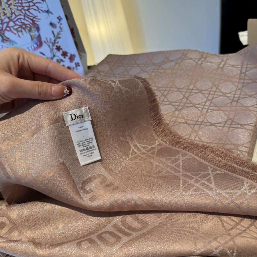 Dior scarf classic rhombus square scarf, rouge pink, soft and light texture, warm and fashionable, — 1:1 Replica For Sale — photo 9