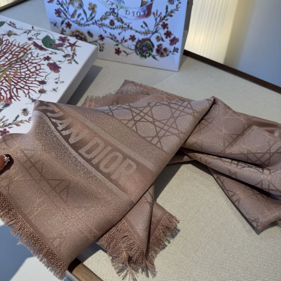 Dior scarf classic rhombus square scarf, rouge pink, soft and light texture, warm and fashionable, — 1:1 Replica For Sale — photo 7