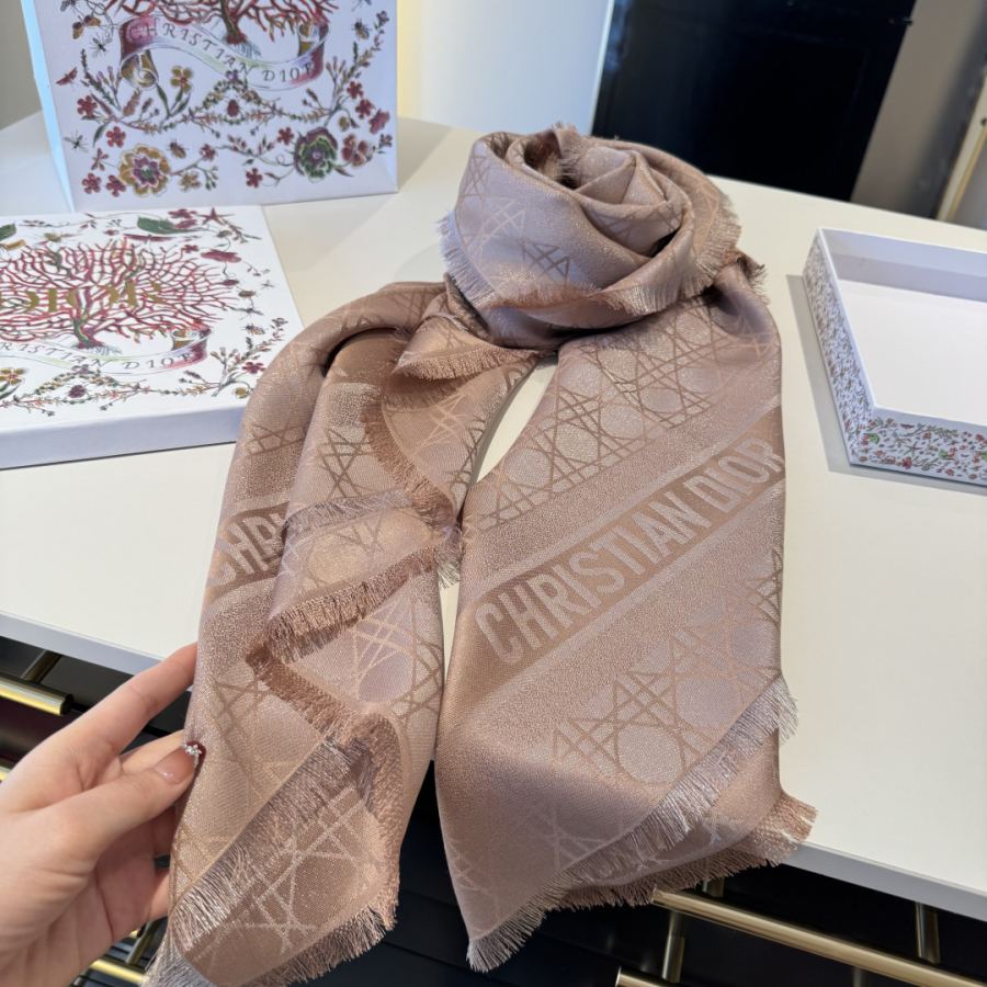 Dior scarf classic rhombus square scarf, rouge pink, soft and light texture, warm and fashionable, — 1:1 Replica For Sale — photo 5