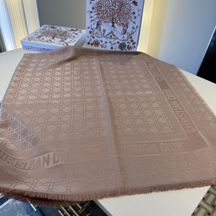 Dior scarf classic rhombus square scarf, rouge pink, soft and light texture, warm and fashionable, — Premium Replica — photo 6