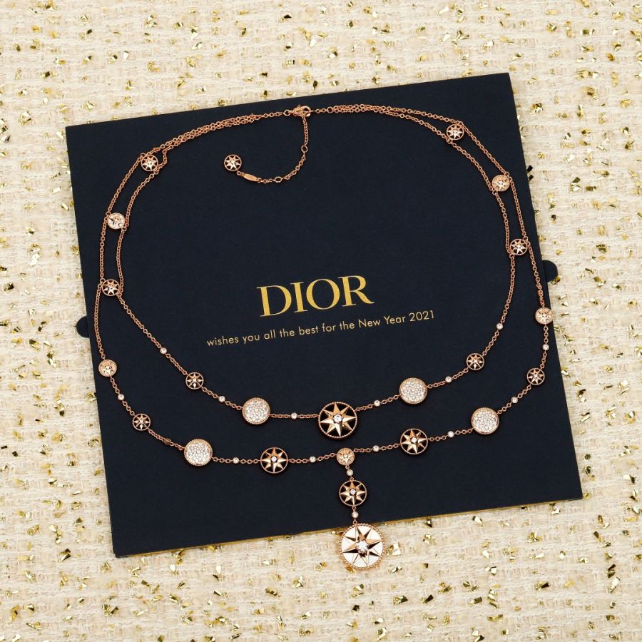 Dior Jewelry Compass double-layer necklace, standard for ladies. Real gold and real diamond editions — AAA Quality Replica — photo 2
