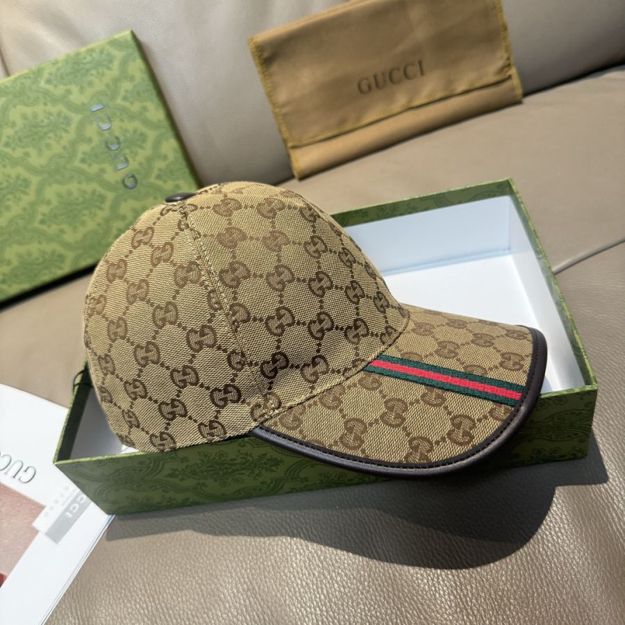 gucci hat Comes with a packaging bag, a Gucci classic original baseball cap, small vertical webbing, 1:1 mold customization, original canvas fabric + first layer of cowhide, genuine leather edging, handsome and fashionable, popular for purchasing, versatile style for men and women, great quality! The basic head circumference is 56cm, and the patch is adjustable — photo 2