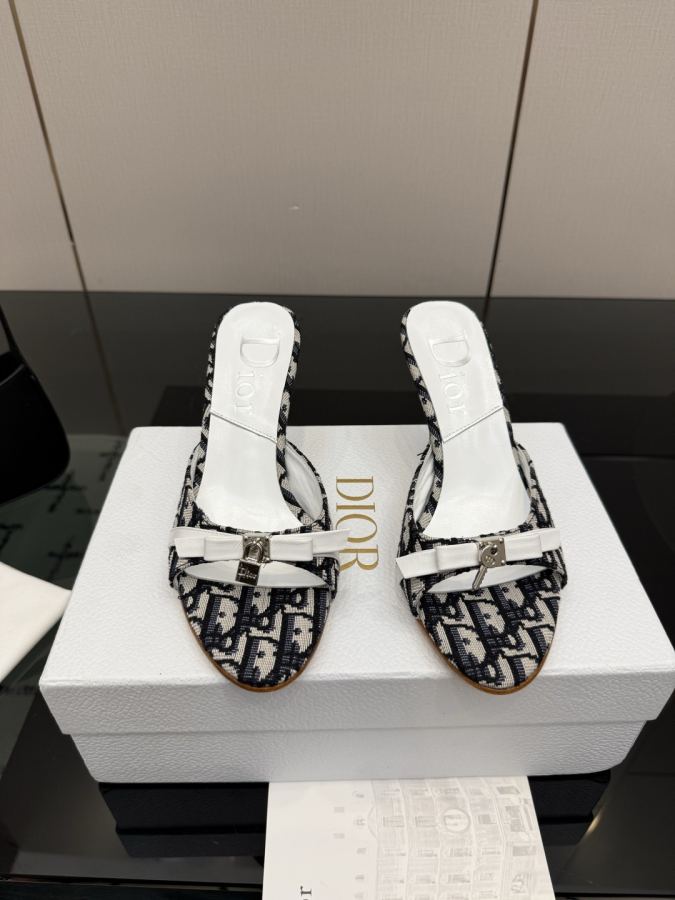 Dior women's shoes 2026/SS new Spring and summer new products in mid-century style. Half drag high — 1:1 Replica For Sale