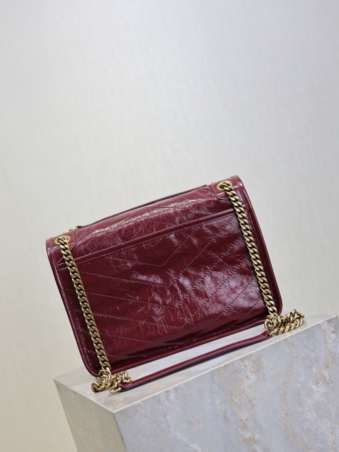 YSL bag Maroon gold buckle oil wax leather 28cm — AAA Quality Replica — photo 9